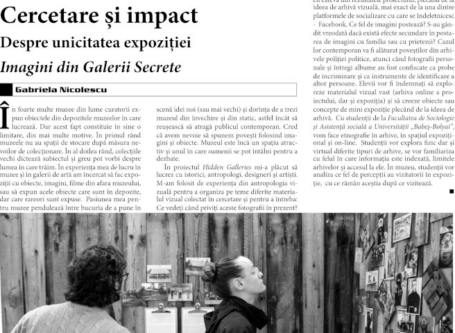 Hidden Galleries team members have contributed articles to the journal Tribuna